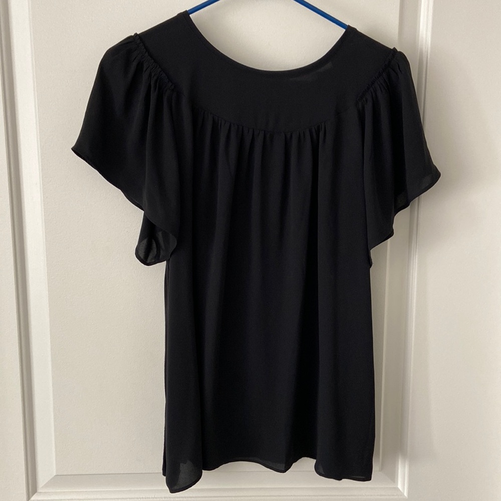 Loft Black Mixed Media Top